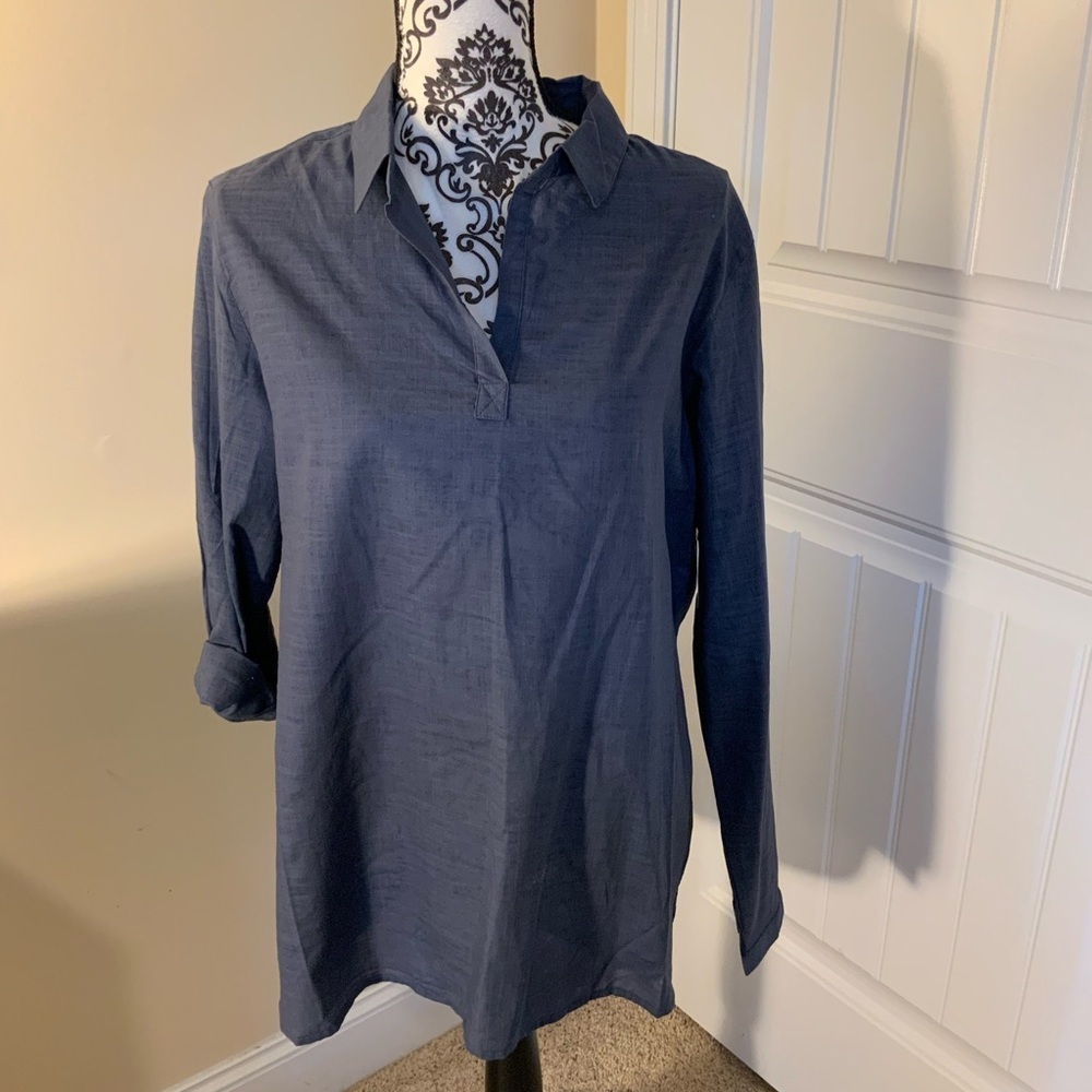 Columbia Navy Blue Button-Down Tunic Shirt